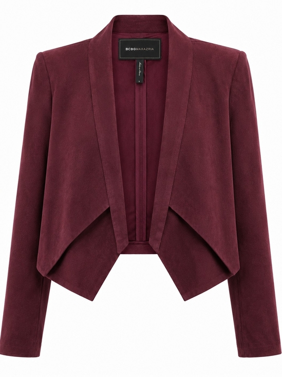 BCBGMaxAzria Jackets & Blazers - BCBGMAXAZRIA Women's Burgundy Open-Front Draped Blazer Jacket New Small